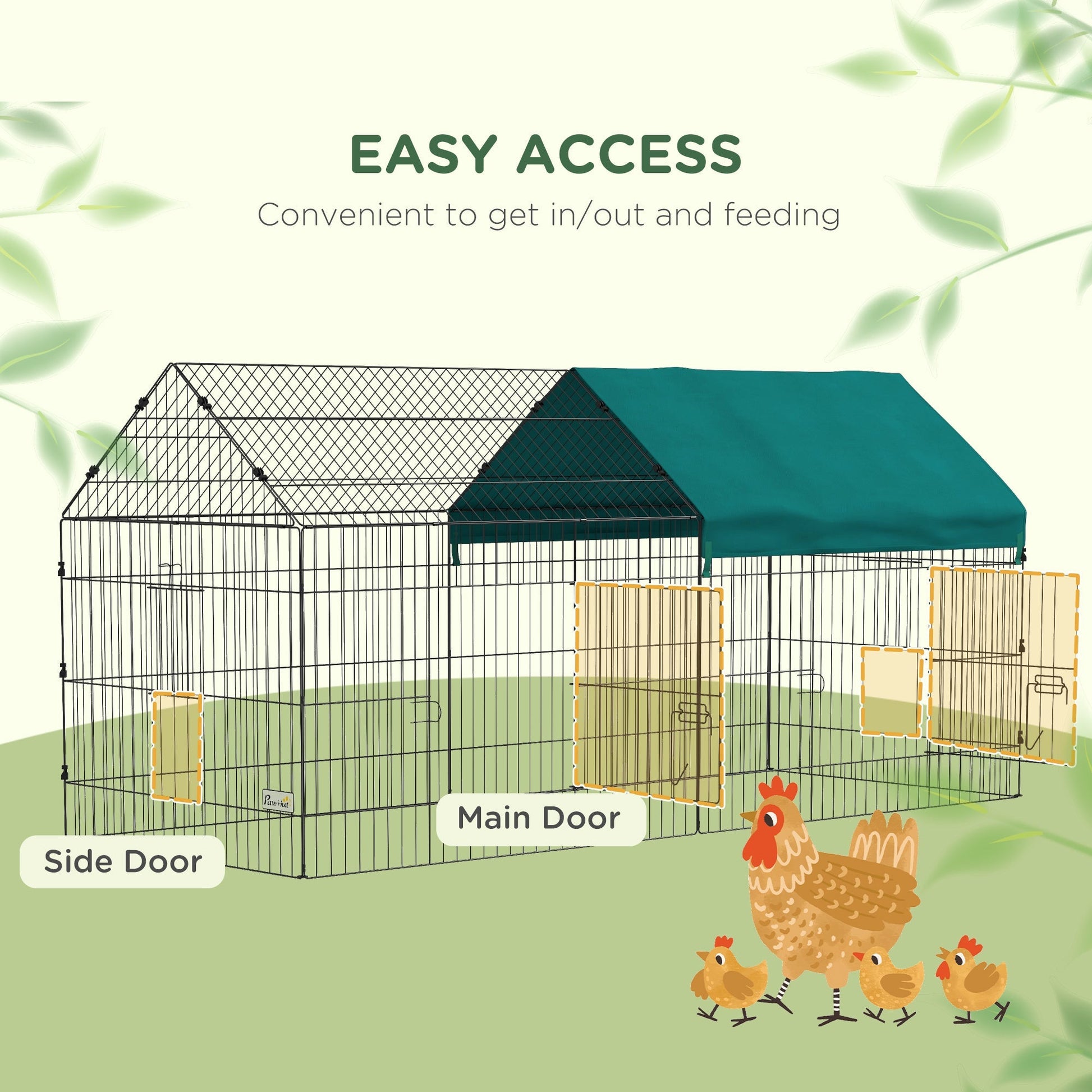 HKM-0752573 87" Green Small Animal Playpen with Roof for Indoor/Outdoor Use - Ideal for Rabbits, Chickens, and Chinchillas