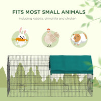 HKM-0752573 87" Green Small Animal Playpen with Roof for Indoor/Outdoor Use - Ideal for Rabbits, Chickens, and Chinchillas