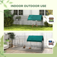 HKM-0752573 87" Green Small Animal Playpen with Roof for Indoor/Outdoor Use - Ideal for Rabbits, Chickens, and Chinchillas