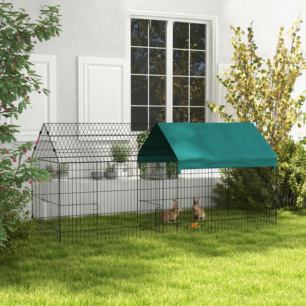 HKM-0752573 87" Green Small Animal Playpen with Roof for Indoor/Outdoor Use - Ideal for Rabbits, Chickens, and Chinchillas