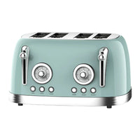 HKM-075283 Retro 4-Slice Stainless Steel Electric Pop-Up Toaster with Integrated Grill