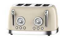 HKM-075283 Retro 4-Slice Stainless Steel Electric Pop-Up Toaster with Integrated Grill