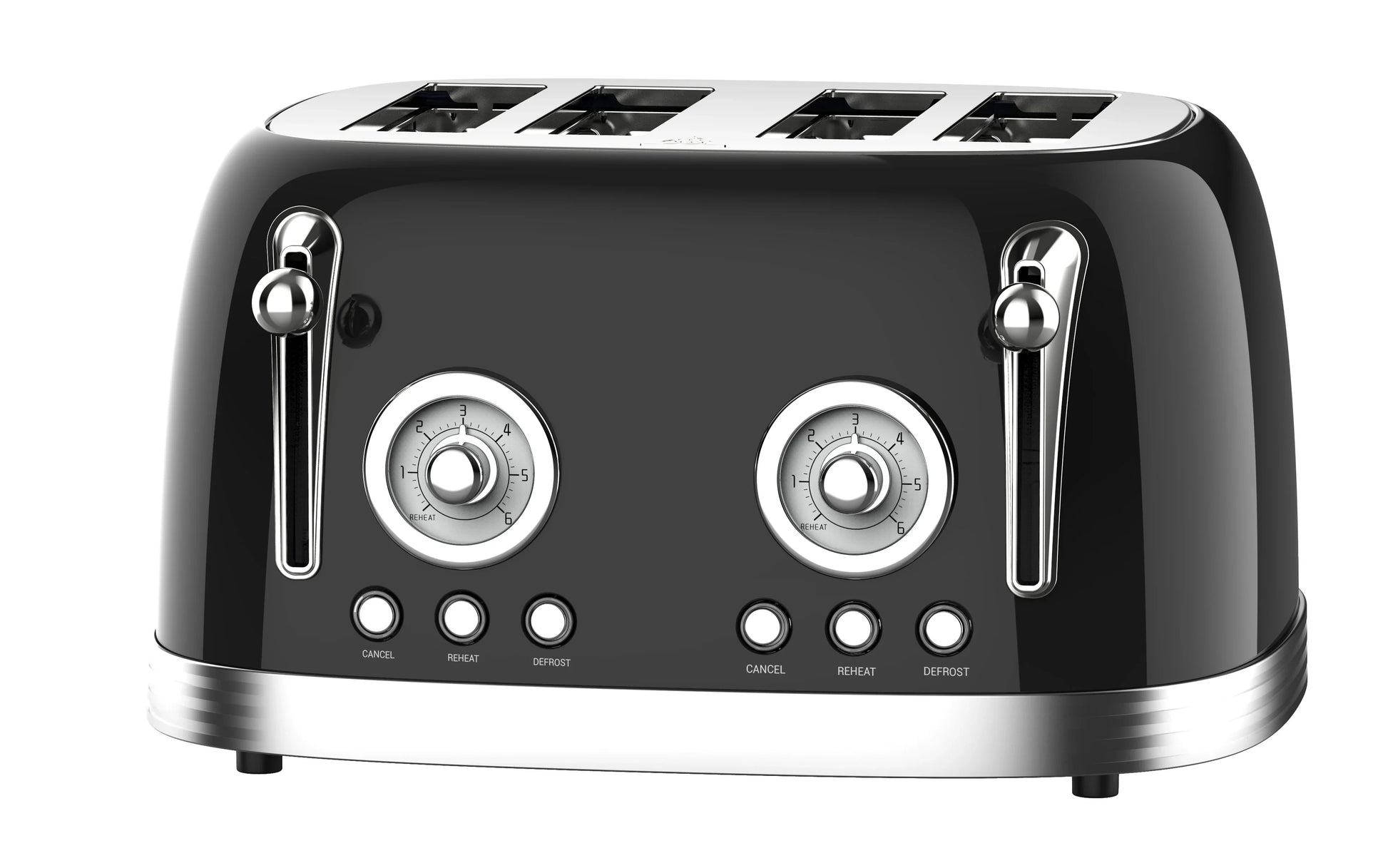 HKM-075283 Retro 4-Slice Stainless Steel Electric Pop-Up Toaster with Integrated Grill