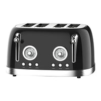 HKM-075283 Retro 4-Slice Stainless Steel Electric Pop-Up Toaster with Integrated Grill