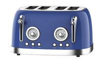 HKM-075283 Retro 4-Slice Stainless Steel Electric Pop-Up Toaster with Integrated Grill