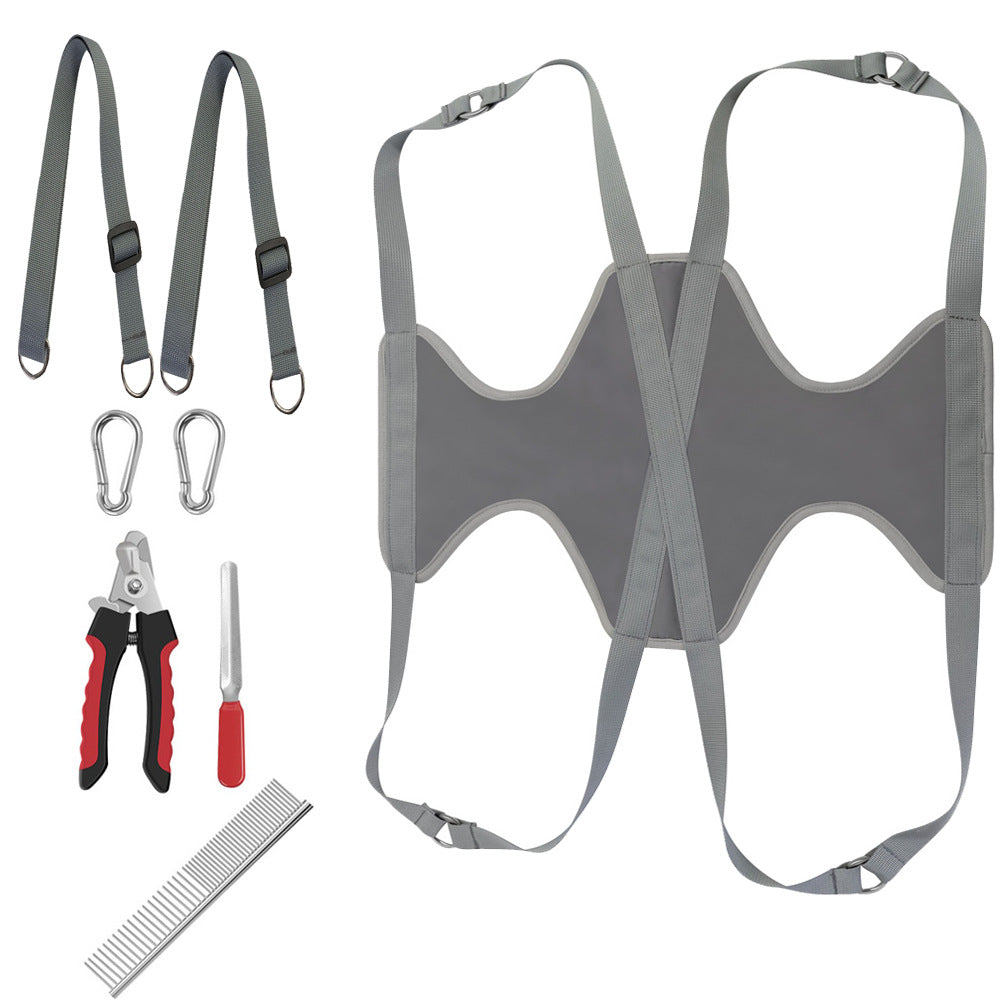HKM-0753085 Pet Grooming Hammock with Hanging Harness and Nail Clippers for Cats and Dogs