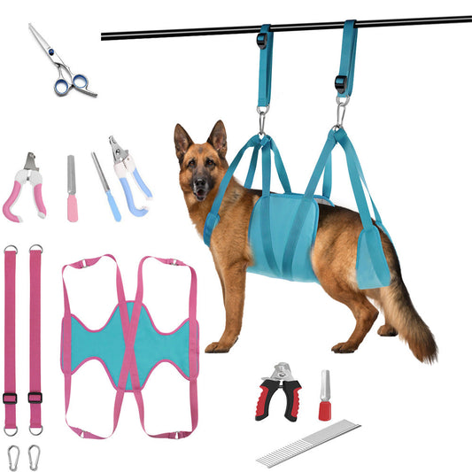 HKM-0753085 Pet Grooming Hammock with Hanging Harness and Nail Clippers for Cats and Dogs