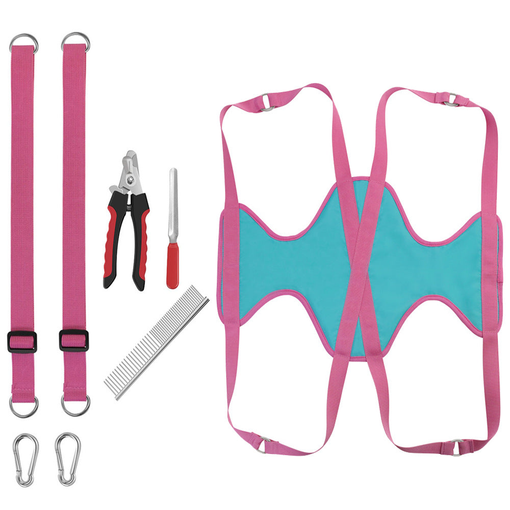 HKM-0753085 Pet Grooming Hammock with Hanging Harness and Nail Clippers for Cats and Dogs