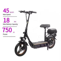 HKM-075411 High Power Foldable Electric Scooter for Adults, 750W Brushless Motor, 40-60 km Range, 41-50 km/h Speed, Lithium Battery