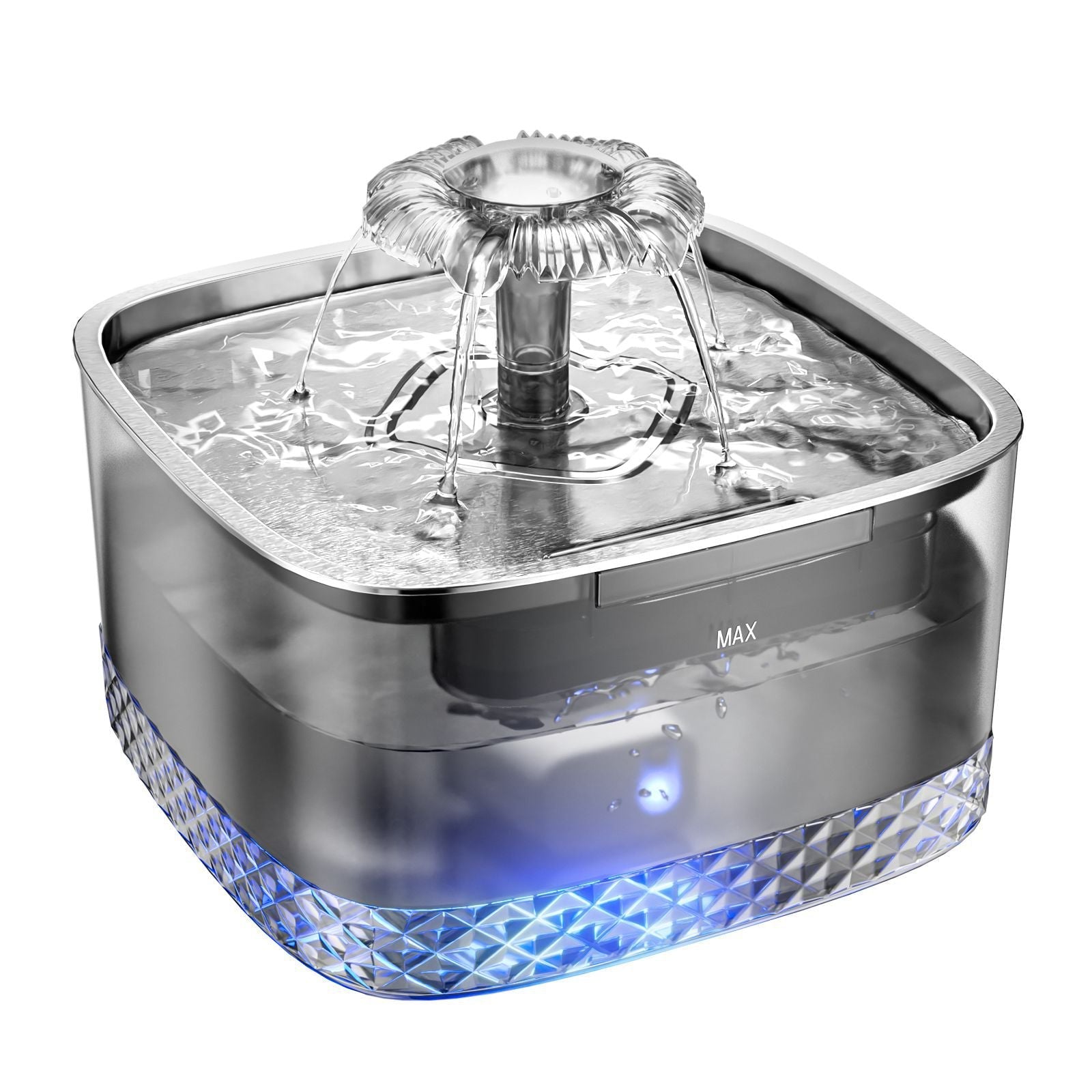 HKM-0754749 Gray Stainless Steel Automatic Cat Water Feeder with USB and Sensor Accessory