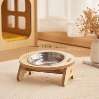 HKM-0754877 Wooden Cat and Small Dog Food Bowl - Ceramic and Stainless Steel Options Available