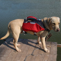 HKM-0756285 Red Nylon Pet Backpack Life Jacket for All Seasons Dogs