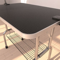 HKM-0756541 Sturdy 42-Inch Pet Grooming Table with Adjustable Arms and Storage Basket for Dogs and Cats