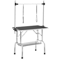 HKM-0756541 Sturdy 42-Inch Pet Grooming Table with Adjustable Arms and Storage Basket for Dogs and Cats
