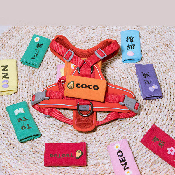 HKM-0757949 Customizable Dog Embroidered Nameplate Stickers for Pet Names in Various Colors