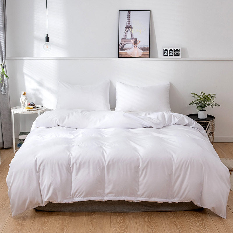 HKM-075859 Solid Color Velvet Three-Piece Bedding Set in White and Pink for 1.8*2.2m Beds