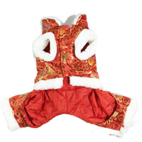 HKM-0759229 Tang Suit Four-Legged Pet Apparel in Silk Lining Cotton ¨C Red & Blue Options Available