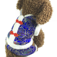 HKM-0759229 Tang Suit Four-Legged Pet Apparel in Silk Lining Cotton ¨C Red & Blue Options Available