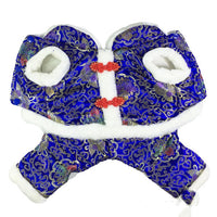 HKM-0759229 Tang Suit Four-Legged Pet Apparel in Silk Lining Cotton ¨C Red & Blue Options Available