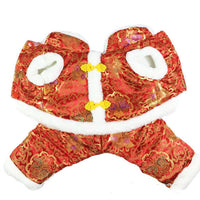 HKM-0759229 Tang Suit Four-Legged Pet Apparel in Silk Lining Cotton ¨C Red & Blue Options Available
