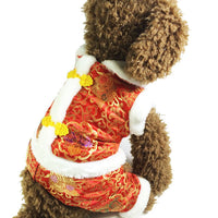 HKM-0759229 Tang Suit Four-Legged Pet Apparel in Silk Lining Cotton ¨C Red & Blue Options Available
