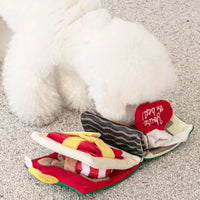 HKM-0759485 Christmas-Themed Plush Dog Toy: Food Hiding Book for Playtime Fun