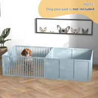 HKM-0760125 Comfortable Two-Room Whelping Box for Dogs with Removable Door and Puppy Playpen, 81" x 39" x 20", Gray