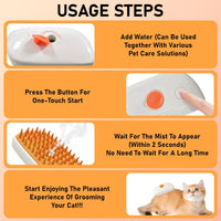 HKM-0760253 4-in-1 Cat and Dog Steam Brush with Mist Function, Anti-Static Shedding Comb, Water Spritz Grooming Tool for Indoor Use