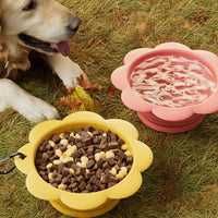 HKM-0760637 Portable Silicone Pet Folding Bowl - Outdoor Drinking Bowl in Pink and Yellow