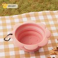 HKM-0760637 Portable Silicone Pet Folding Bowl - Outdoor Drinking Bowl in Pink and Yellow