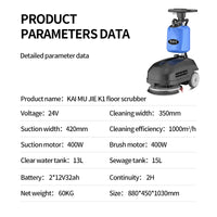 HKM-076115 Collapsible Floor Scrubber and Dryer with Washing and Scrubbing Functions