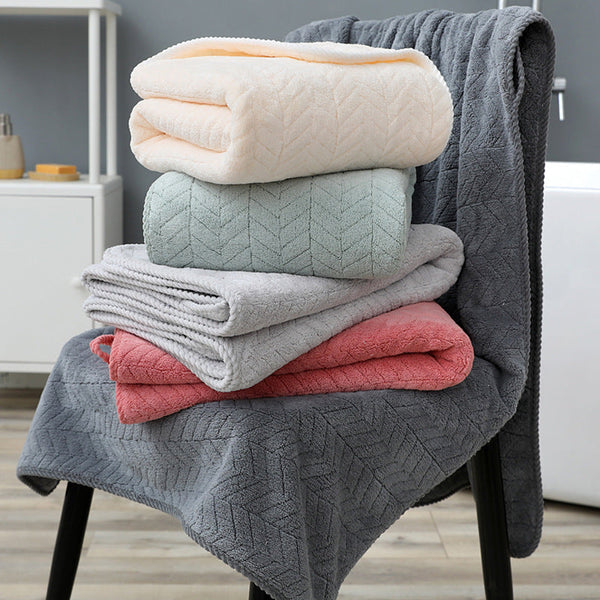 HKM-076115 Coral Fleece Bath Towel - Soft, Absorbent, Thickened for Comfort