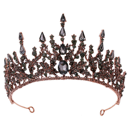 HKM-076115 Elegant Crown Headdress with White Crystals for Bridal Accessories