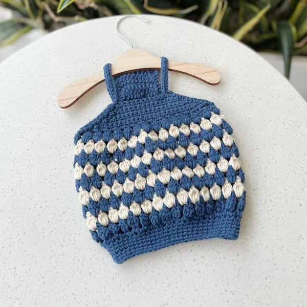 HKM-0762429 Violet Dark Blue Hollow Out Pet Sweater Vest for Small to Large Pets