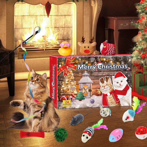 HKM-0764093 Countdown to Christmas with Interactive Santa Kitty Plush Toy Blind Box Calendar