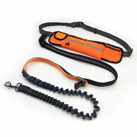 HKM-0764221 Adjustable Hands-Free Dog Running Leash with Reflective Waist Pocket and Shock Absorbing Bungee