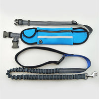 HKM-0764221 Adjustable Hands-Free Dog Running Leash with Reflective Waist Pocket and Shock Absorbing Bungee