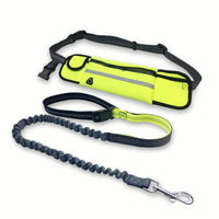 HKM-0764221 Adjustable Hands-Free Dog Running Leash with Reflective Waist Pocket and Shock Absorbing Bungee