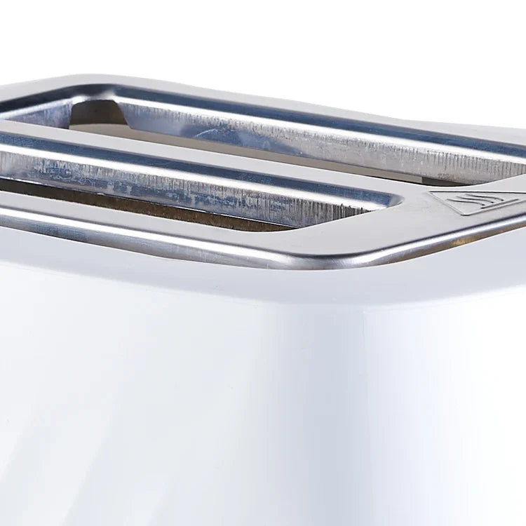 HKM-076435 Sleek 2-Slice Plastic Toaster for French Bread - White Finish