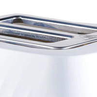 HKM-076435 Sleek 2-Slice Plastic Toaster for French Bread - White Finish
