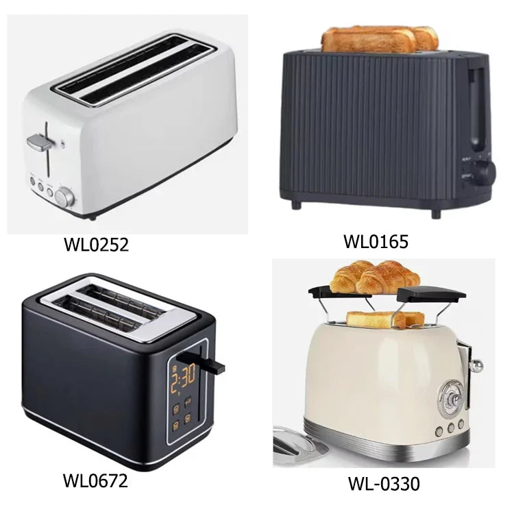 HKM-076435 Sleek 2-Slice Plastic Toaster for French Bread - White Finish