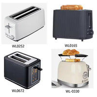 HKM-076435 Sleek 2-Slice Plastic Toaster for French Bread - White Finish