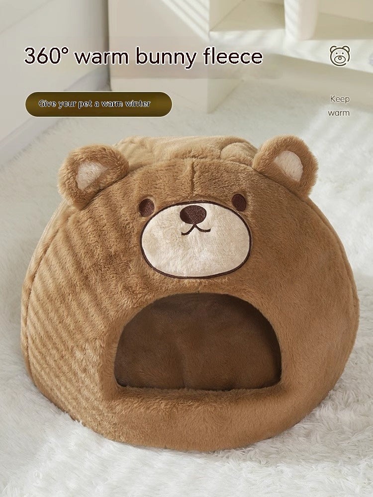 HKM-0764477 Warm Windproof Cat Nest with Thick 3D Cotton for Small to Medium Cats