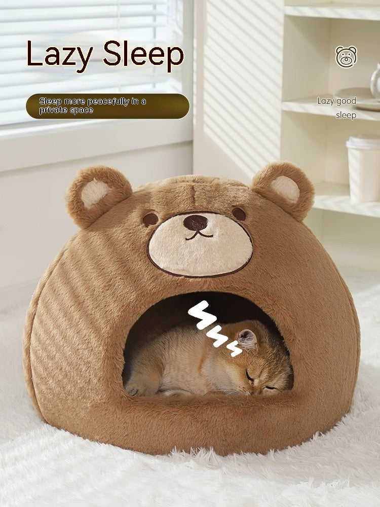HKM-0764477 Warm Windproof Cat Nest with Thick 3D Cotton for Small to Medium Cats