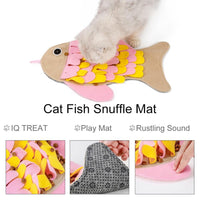HKM-0764605 Fish-Shaped Sniffing Blanket Cat Toy - Interactive Training Mat for Enrichment and Playtime