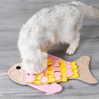HKM-0764605 Fish-Shaped Sniffing Blanket Cat Toy - Interactive Training Mat for Enrichment and Playtime