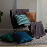 HKM-076499 Velvet Striped Pleated Cushion in Emerald Green, Lake Green, Sugar Brown, Midnight Blue, 45x45 and 50x50 Sizes