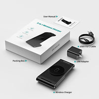 HKM-076563 Vertical Folding Magnetic 3-in-1 Wireless Charger with Charging Cable and Head - Black or White