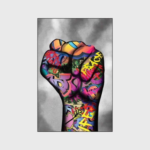 HKM-076691 Modern Decorative Canvas Painting - Peace Boxing Home Office Artwork, Frameless Flat Oil Canvas, Rectangle Shape