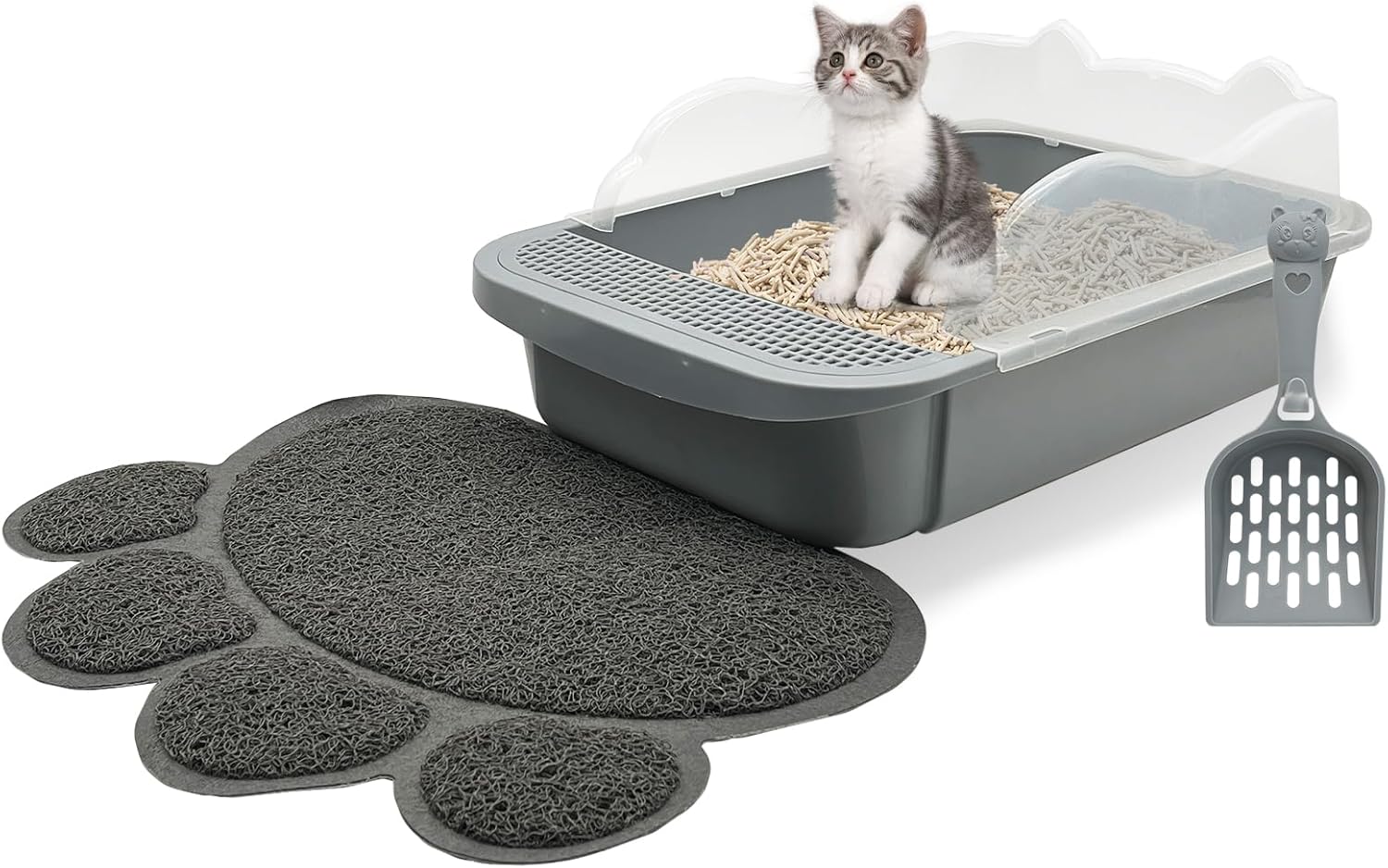 HKM-0767677 Sifting Cat Litter Box for Kittens with High Sides, Detachable Design, Portable Travel Litter Pan for Small Cats